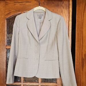 Ann Taylor Light Gray Tailored Three-Button Blazer